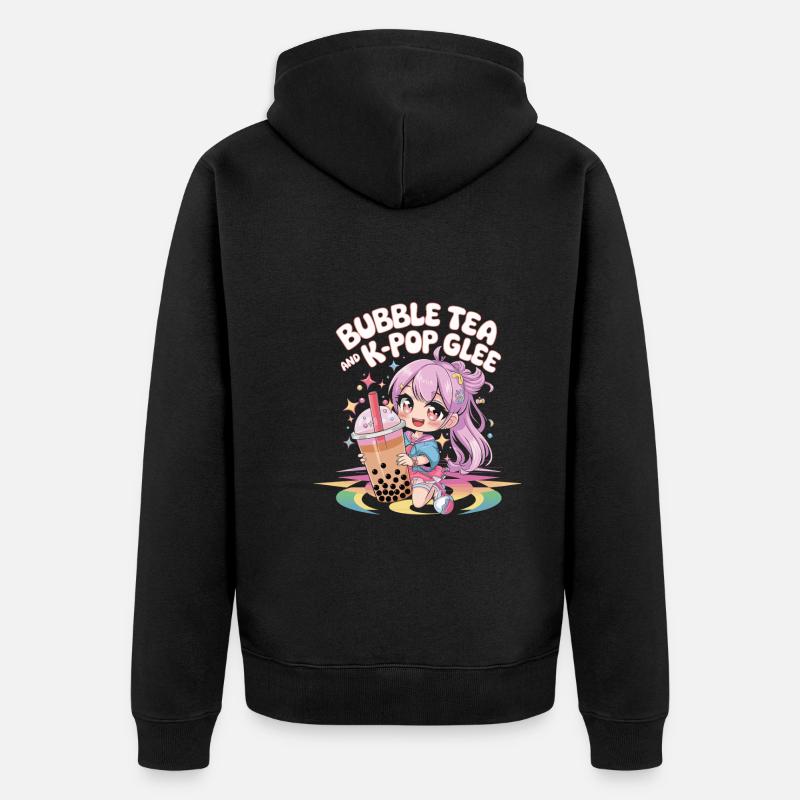 K pop and bubble tea - Unisex Premium Organic Zip Hoodie - black