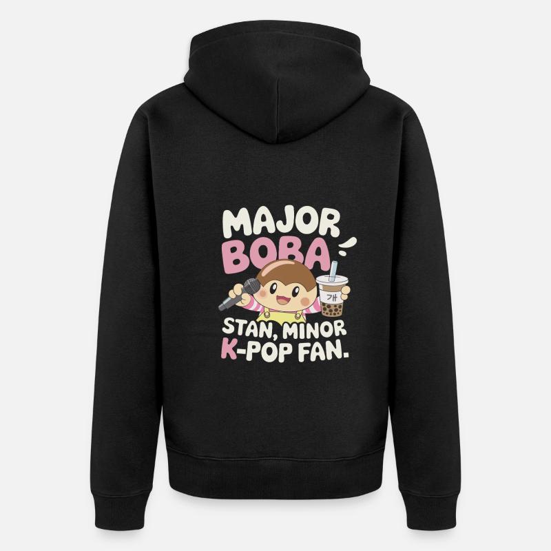 K pop and bubble tea - Unisex Premium Organic Zip Hoodie - black