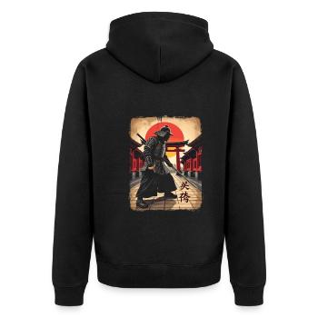 Kendo - Unisex Premium Organic Zip Hoodie - black - Back - Nico (187cm)