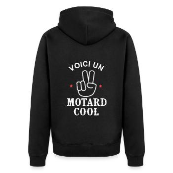 cadeau papa moto voici un motard cool - Veste à capuche bio Premium Unisexe - noir - Dos - Nico (187cm)