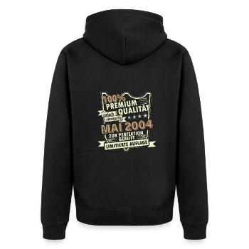 19. Geburtstag Mai Jahrgang 2004 Geschenkidee - Unisex Premium Bio Zip Hoodie - Schwarz - Hinten - Nico (187cm)