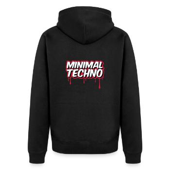 MINIMAL TECHNO - Unisex Premium Organic Zip Hoodie - black - Back - Nico (187cm)