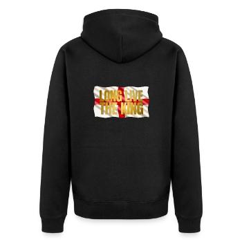 Couronnement du roi britannique Charles Angleterre Drapeau - Veste à capuche bio Premium Unisexe - noir - Dos - Nico (187cm)