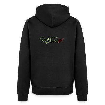Brand Design #2 - Unisex Premium Organic Zip Hoodie - black - Back - Nico (187cm)