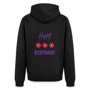 JOYEUX ANNIVERSAIRE. HAPPY BIRTHDAY. ANNIVERSAIRE. - Veste à capuche bio Premium Unisexe - noir - Dos - Nico (187cm)