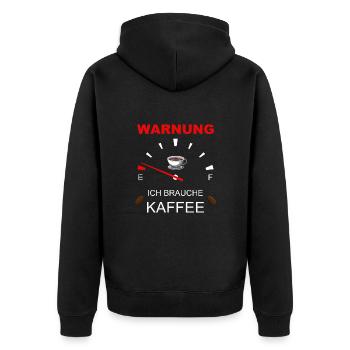 Lustige Sprüche zum Kaffee für Kaffeetrinker - Unisex Premium Bio Zip Hoodie - Schwarz - Hinten - Nico (187cm)