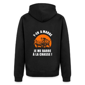 je me barre à la chasse drôle marrant chasseur - Veste à capuche bio Premium Unisexe - noir - Dos - Nico (187cm)