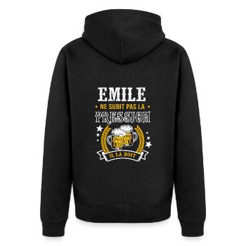 Emile bière Emile cadeau emile fêtes - Veste à capuche bio Premium Unisexe - noir - Dos - Nico (187cm)