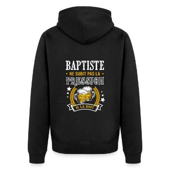 Baptiste bière cadeau baptiste fêtes - Veste à capuche bio Premium Unisexe - noir - Dos - Nico (187cm)