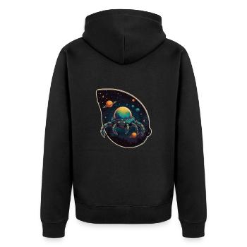 Vaisseau spatial crabe dans l’espace avec des planètes - Veste à capuche bio Premium Unisexe - noir - Dos - Nico (187cm)