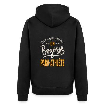para athlète bogosse cadeau sport handicapé - Veste à capuche bio Premium Unisexe - noir - Dos - Nico (187cm)
