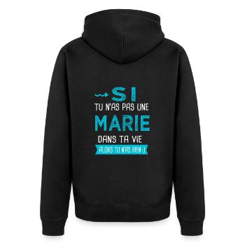 Marie Si tu n as pas une marie - Veste à capuche bio Premium Unisexe - noir - Dos - Nico (187cm)