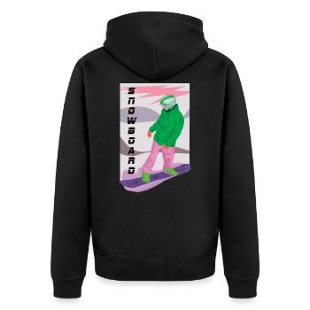 Snowboarding the cool leisure sport in winter - Unisex Premium Organic Zip Hoodie - black - Back - Nico (187cm)