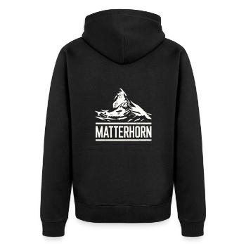 Matterhorn Zermatt Mountain Swiss Alps Hiking - Unisex Premium Organic Zip Hoodie - black - Back - Nico (187cm)