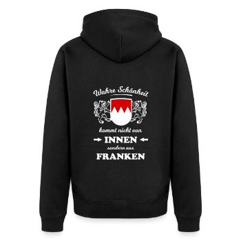 Die Schönheit aus Franken - Unisex Premium Bio Zip Hoodie - Schwarz - Hinten - Nico (187cm)