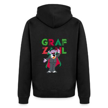 Sesamstraße Graf Zahl - Unisex Premium Bio Zip Hoodie - Schwarz - Hinten - Nico (187cm)