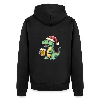 Dinosaure brontosaure bière Noël - Veste à capuche bio Premium Unisexe - noir - Dos - Nico (187cm)