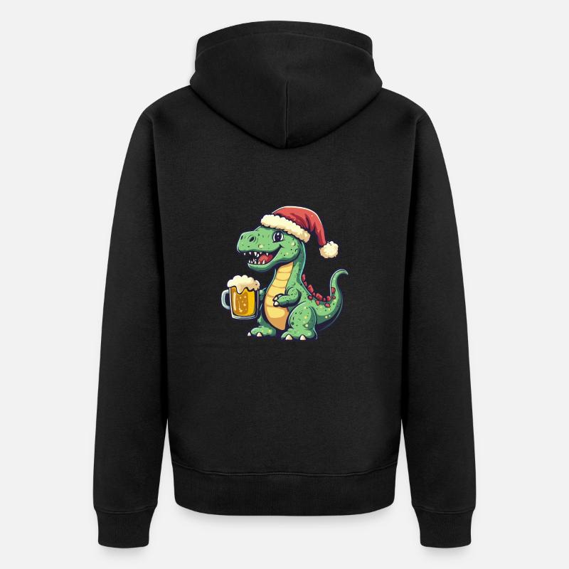 Dinosaure brontosaure bière Noël - Veste à capuche bio Premium Unisexe - noir