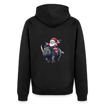 Nashorn Weihnachtsmann - Unisex Premium Bio Zip Hoodie - Schwarz - Hinten - Nico (187cm)