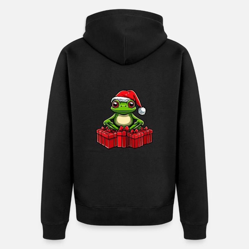 Grenouille Cadeaux de Noël - Veste à capuche bio Premium Unisexe - noir