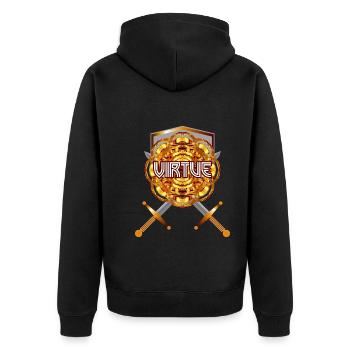 Virtue (Gold) - Unisex Premium Organic Zip Hoodie - black - Back - Nico (187cm)