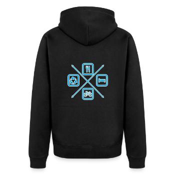 The life cycle of a cyclist, bike, cycling - Unisex Premium Organic Zip Hoodie - black - Back - Nico (187cm)