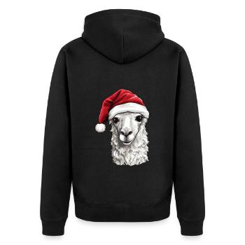 Alpaca Christmas Animal Head Llama - Unisex Premium Organic Zip Hoodie - black - Back - Nico (187cm)