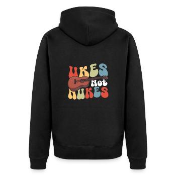 Ukulele Lover Music Ukulele Kostüm Ukulele Merch - Unisex Premium Bio Zip Hoodie - Schwarz - Hinten - Nico (187cm)