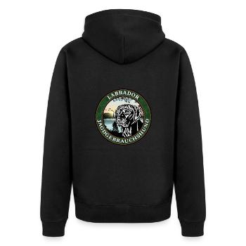 Jagdgebrauchshund Labrador Nr 2 - Unisex Premium Bio Zip Hoodie - Schwarz - Hinten - Nico (187cm)