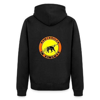 Mantrailer im Einsatz Staffordshire Terrier - Unisex Premium Bio Zip Hoodie - Schwarz - Hinten - Nico (187cm)