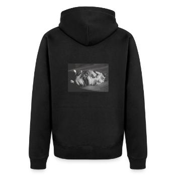 Official Sleep Shirt Cat Pajamas Cat Mom - Unisex Premium Organic Zip Hoodie - black - Back - Nico (187cm)
