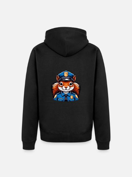 Officer Squirrel - Unisex Premium Organic Zip Hoodie - black