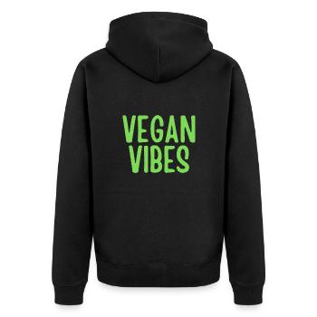 Vibrations végétaliennes - Veste à capuche bio Premium Unisexe - noir - Dos - Nico (187cm)