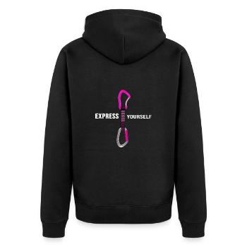 Alpinist alpin klettern Bergsteiger Bergsport - Unisex Premium Bio Zip Hoodie - Schwarz - Hinten - Nico (187cm)