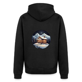 Snowy Cottage - Unisex Premium Organic Zip Hoodie - black - Back - Nico (187cm)