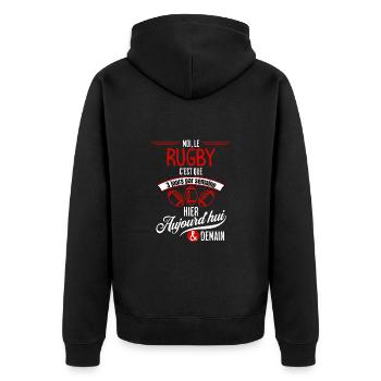 Rugby tous les jours - Veste à capuche bio Premium Unisexe - noir - Dos - Nico (187cm)
