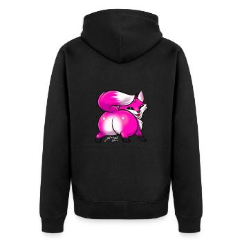 Twerk Fox Pink light - Unisex Premium Bio Zip Hoodie - Schwarz - Hinten - Nico (187cm)
