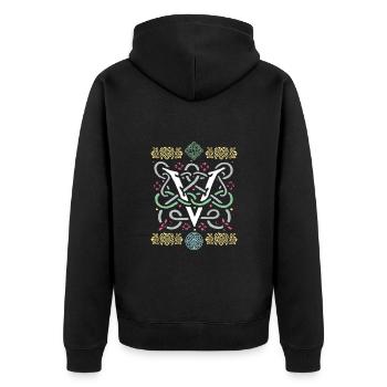 V - Unisex Premium Bio Zip Hoodie - Schwarz - Hinten - Nico (187cm)