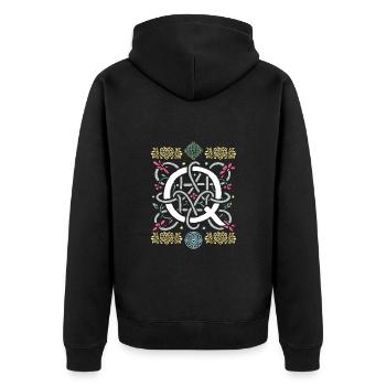 Q - Unisex Premium Bio Zip Hoodie - Schwarz - Hinten - Nico (187cm)