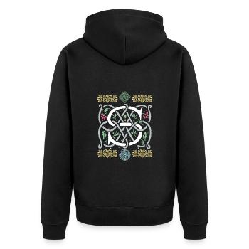 S - Unisex Premium Organic Zip Hoodie - black - Back - Nico (187cm)
