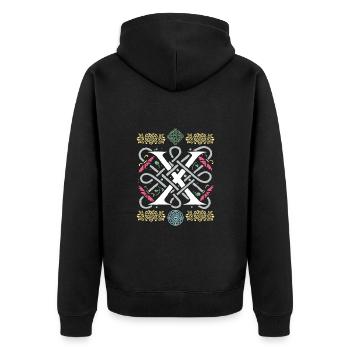 X - Unisex Premium Bio Zip Hoodie - Schwarz - Hinten - Nico (187cm)