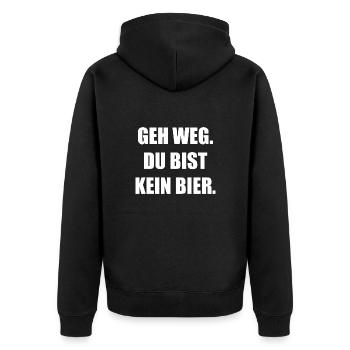 Bier Saufen Party Feiern Mallorca Spruch Sprüche - Unisex Premium Bio Zip Hoodie - Schwarz - Hinten - Nico (187cm)