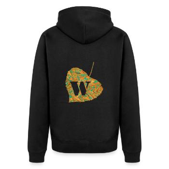 Sheet E 95 W - Unisex Premium Organic Zip Hoodie - black - Back - Nico (187cm)