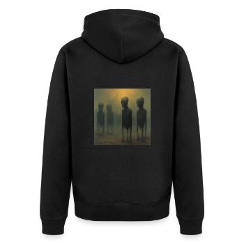 scary horror surrealizm - Unisex Premium Bio Zip Hoodie - Schwarz - Hinten - Nico (187cm)