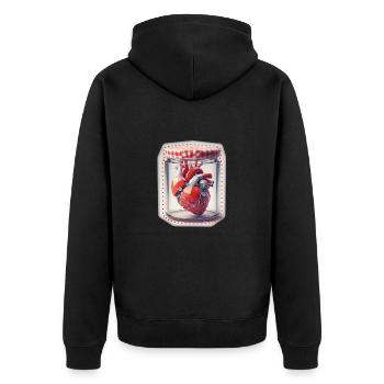 Bionische Herz-Origamie - Unisex Premium Bio Zip Hoodie - Schwarz - Hinten - Nico (187cm)