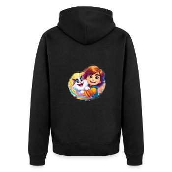 Fille avec chat mignon coloré - Veste à capuche bio Premium Unisexe - noir - Dos - Nico (187cm)