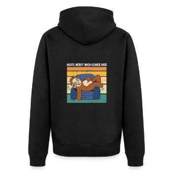 Heute Nervt Mich Keiner Hier Süßes Faultier - Unisex Premium Bio Zip Hoodie - Schwarz - Hinten - Nico (187cm)