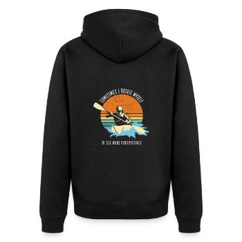 Sometimes I Rotate Myself Whitewater Kayaking - Unisex Premium Bio Zip Hoodie - Schwarz - Hinten - Nico (187cm)