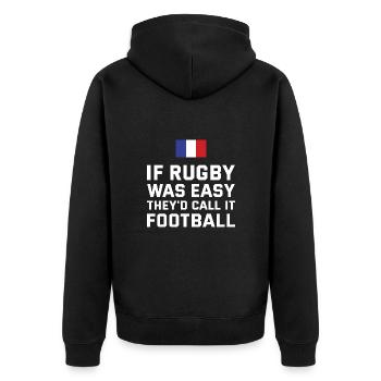 If Rugby Was Easy France Rugby - Unisex Premium Organic Zip Hoodie - black - Back - Nico (187cm)
