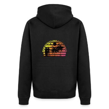 Surfer T-Shirt aus weichem Jersey und Sommer Vibes - Unisex Premium Bio Zip Hoodie - Schwarz - Hinten - Nico (187cm)